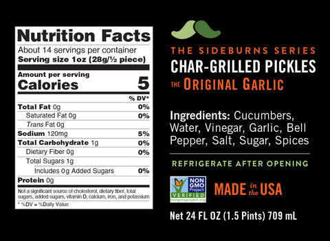Sideburns Original Garlic Char-Grilled Pickles